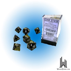 Leaf - Polyhedral 7-Die Set - Black Gold / Silver